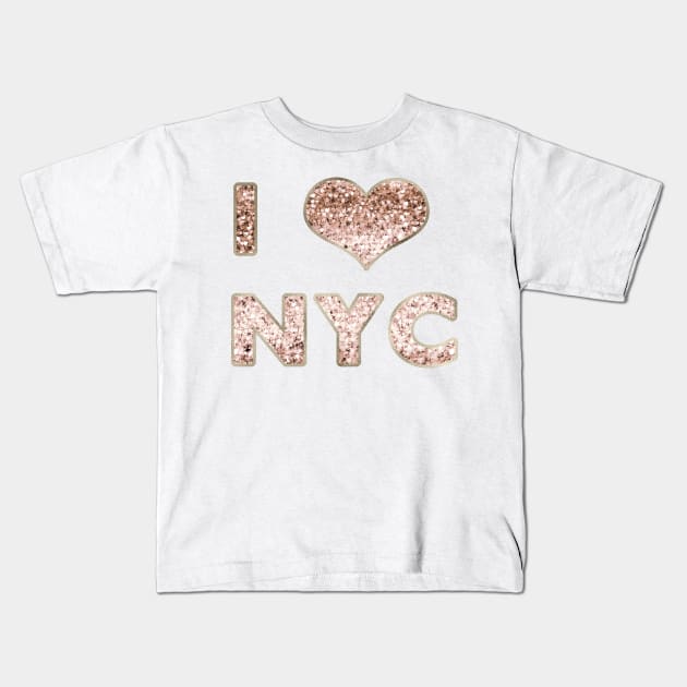 I heart NYC - rose gold glitter Kids T-Shirt by RoseAesthetic